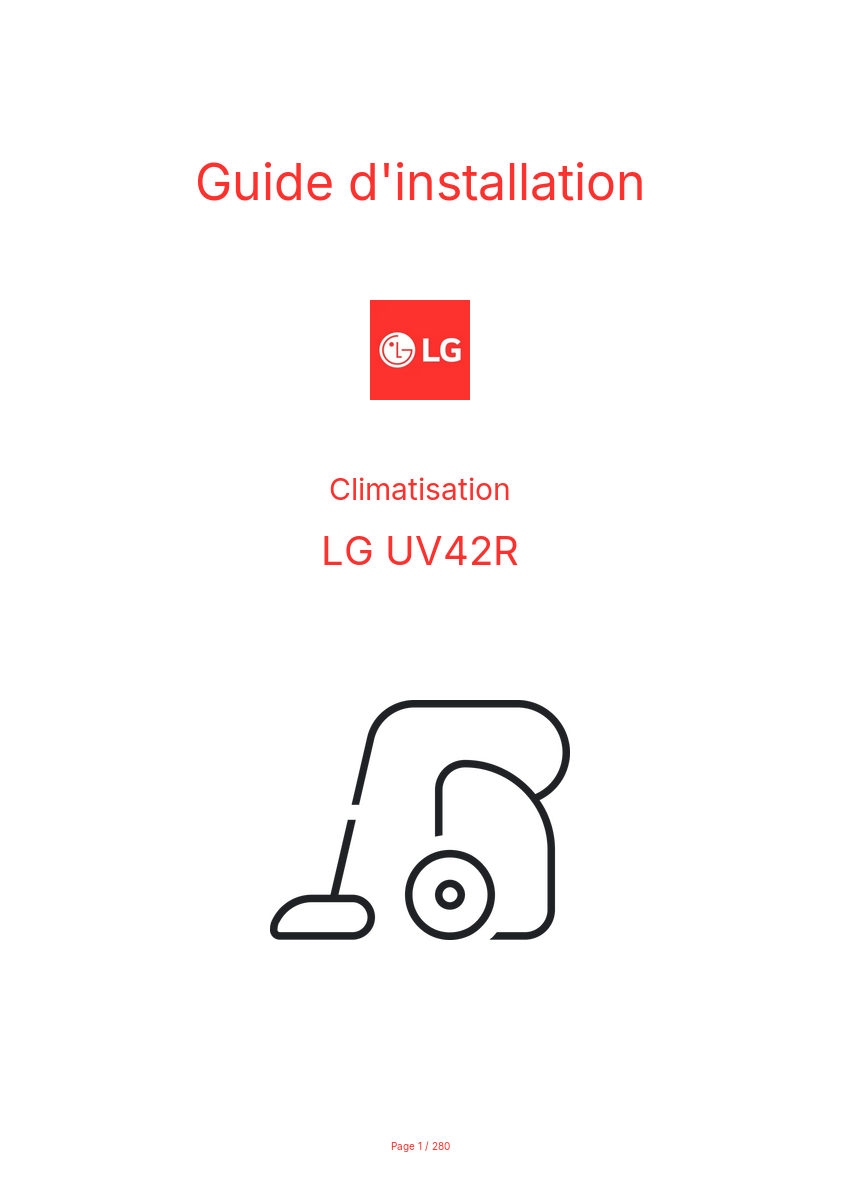 Page n°1 - Guide d'installation LG UV42R
