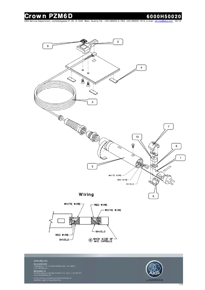 Page n°1 - Manuel utilisateur AKG PZM6 D