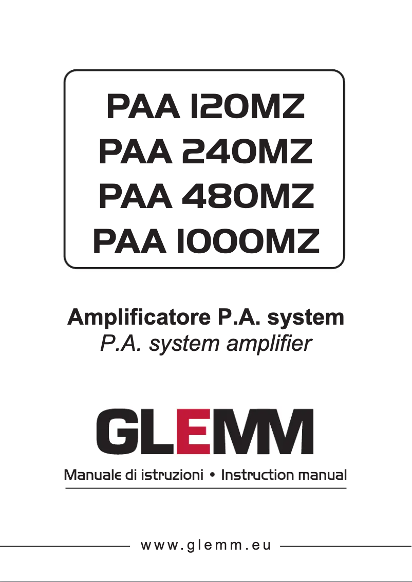 Page n°1 - Manuel utilisateur Glemm PAA 240MZ