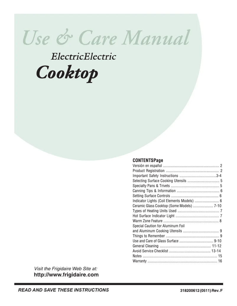 Page 1 de la notice Manuel utilisateur Frigidaire GLEC36S8CS
