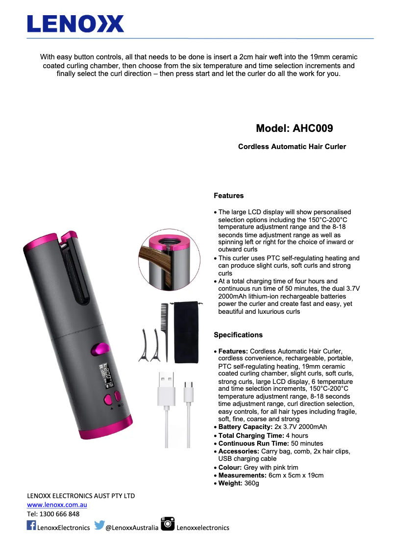 Imagen de la primera página del manual del dispositivo AHC009