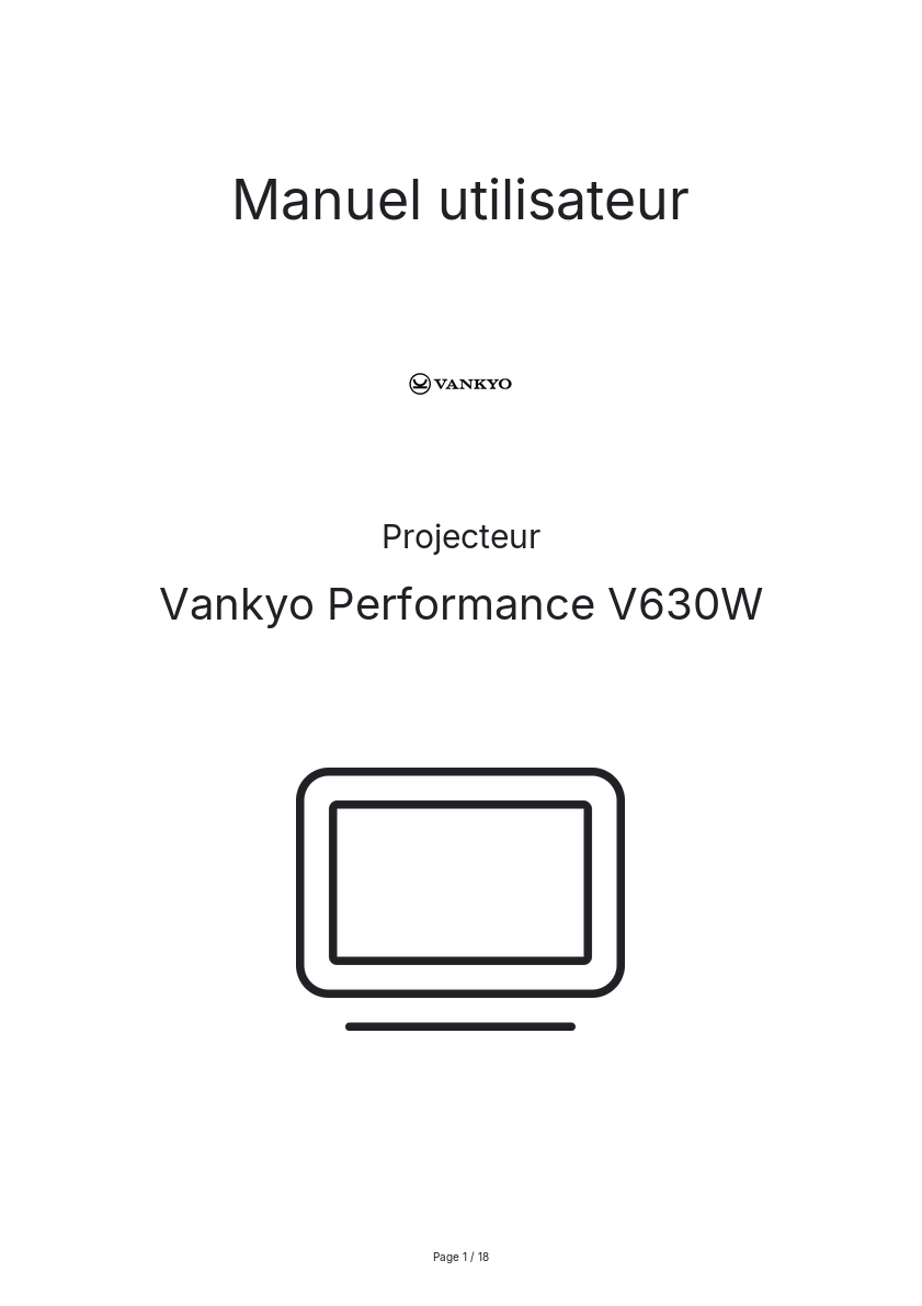 Page n°1 - Manuel utilisateur Vankyo Performance V630W