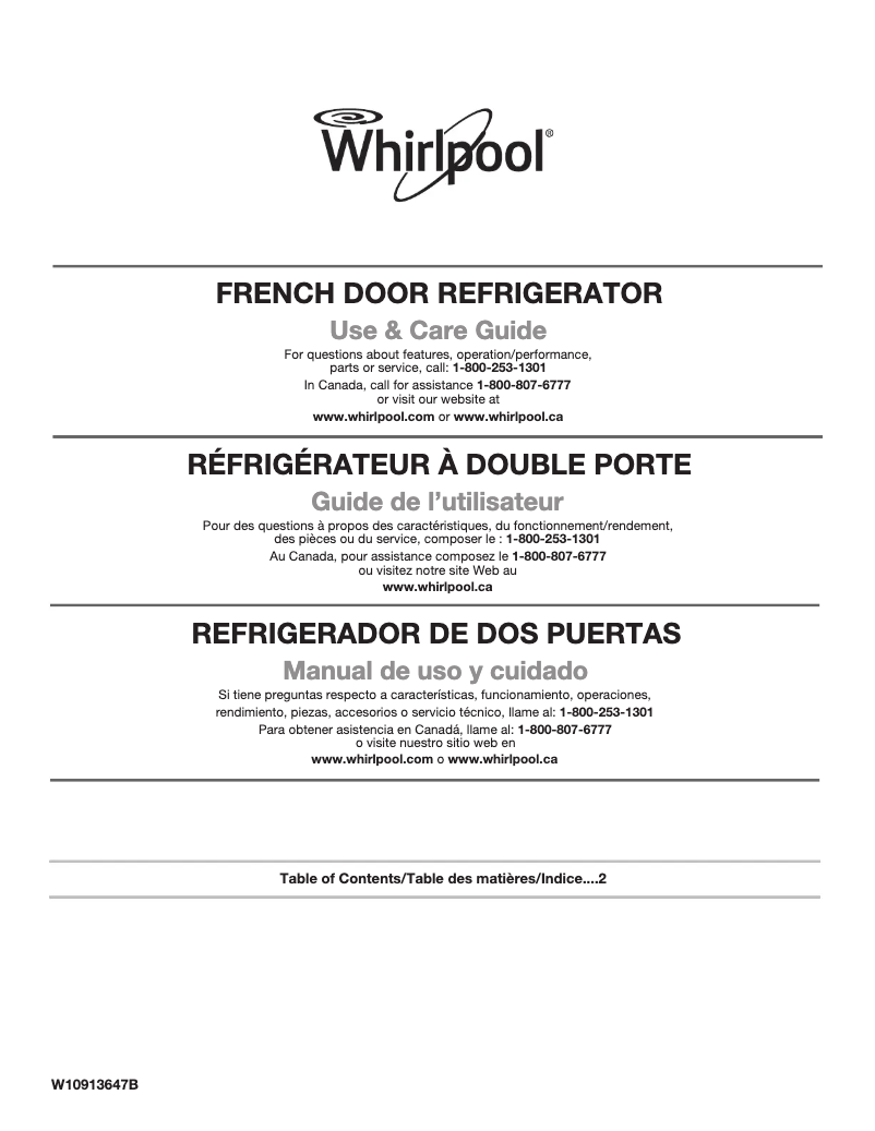 Imagen de la primera página del manual del dispositivo WRF954CIH