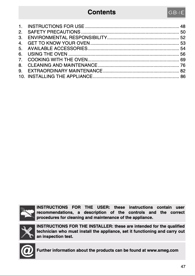 Page n°1 - Manuel utilisateur Smeg SC0485X-8