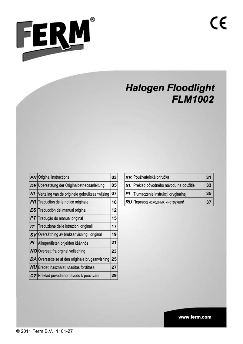 Page 1 de la notice Manuel utilisateur Ferm FLM1002
