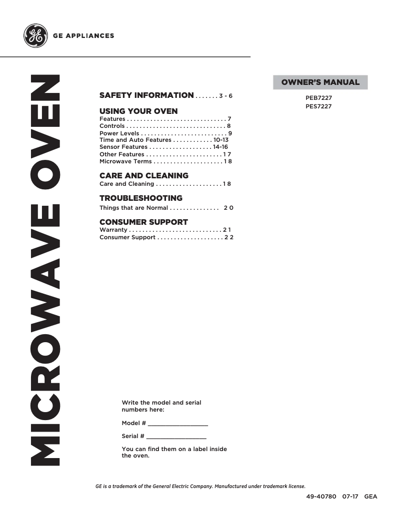 Page 1 de la notice Manuel utilisateur GE Profile PES7227ELES
