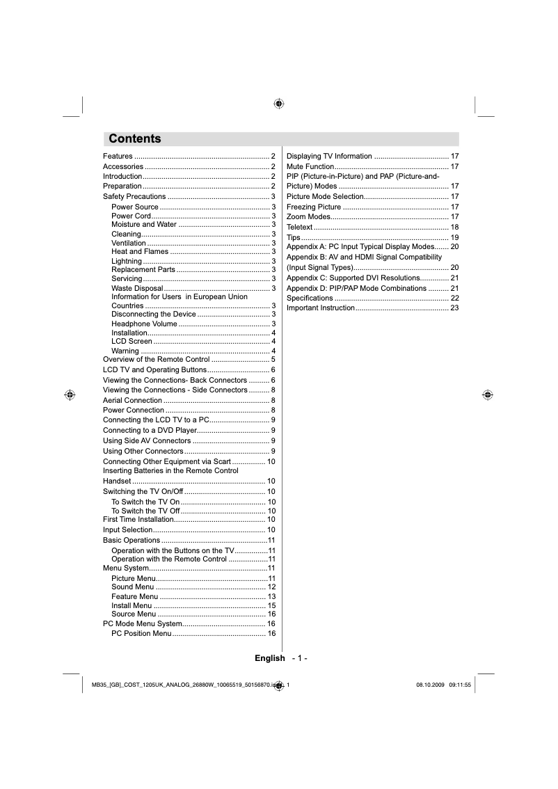 Página 1 del manual Manual de usuario Walker WP2610LCD