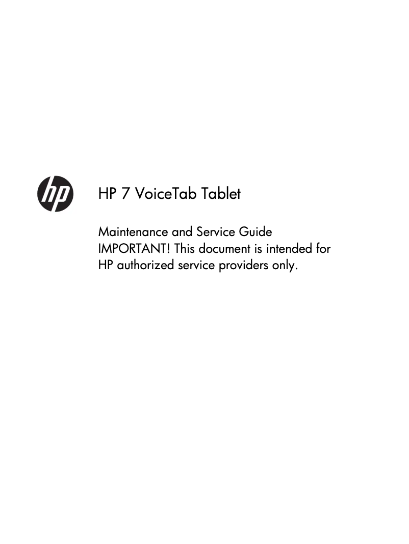 Page n°1 - Manuel d'utilisation et d'entretien HP Slate 7 VoiceTab