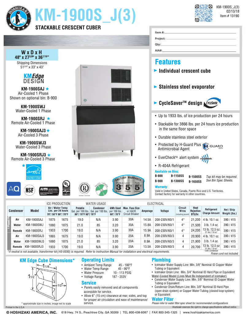 Image de la première page du manuel de l'appareil KM-1900SAH