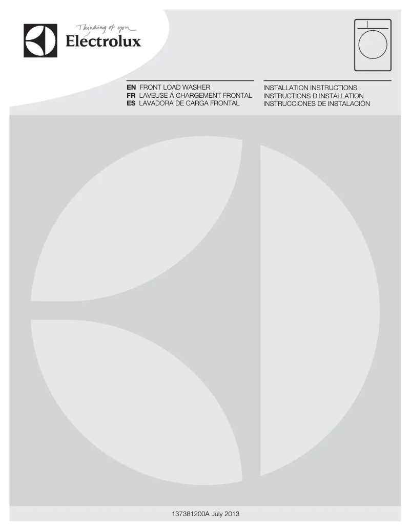 Page n°1 - Guide d'installation Electrolux EWFLS70JSS