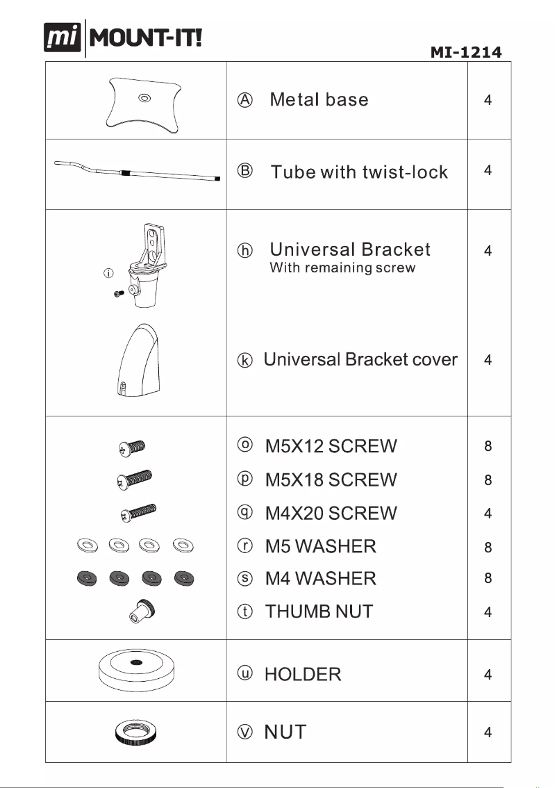 Page 1 de la notice Manuel utilisateur Mount-It! MI-1214