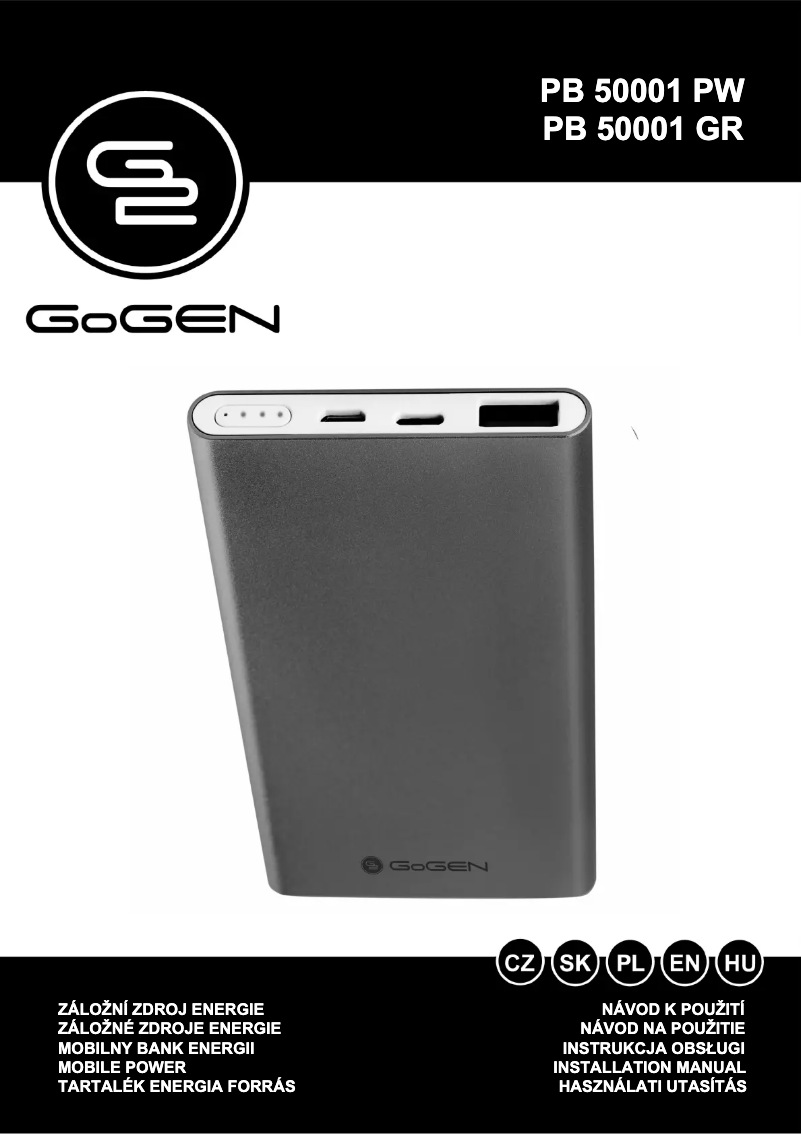 Page n°1 - Manuel utilisateur GoGen PB50001GR