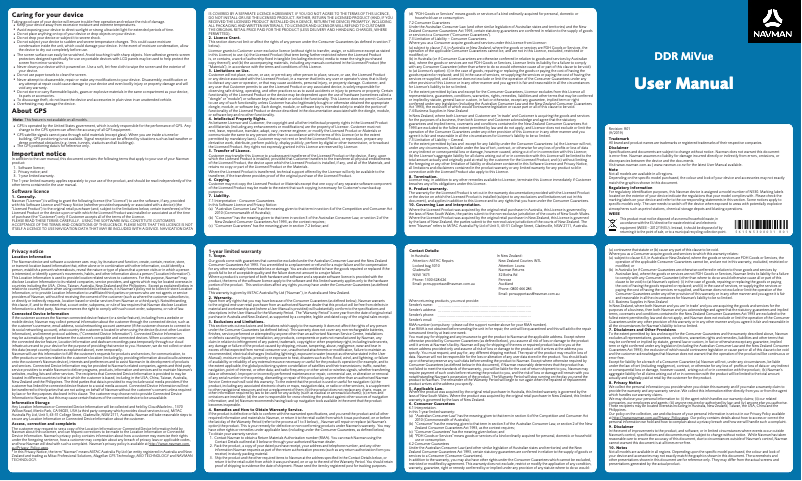 Page 1 de la notice Manuel utilisateur Navman MiVue 735