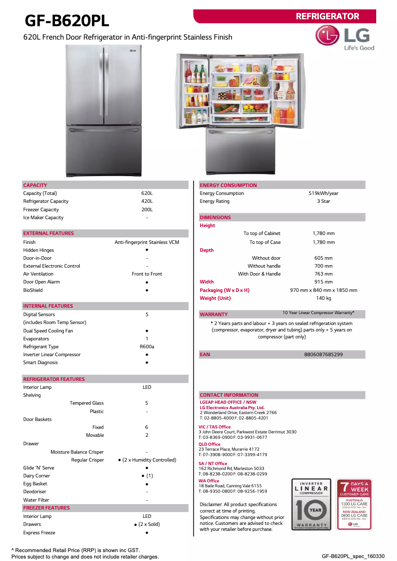 Imagen de la primera página del manual del dispositivo GF-B620PL