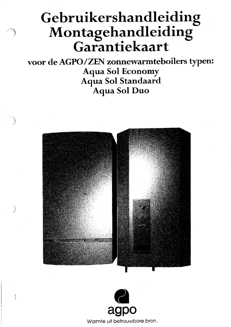 Page 1 de la notice Manuel utilisateur Agpo Ferroli ZEN Aqua Sol Duo