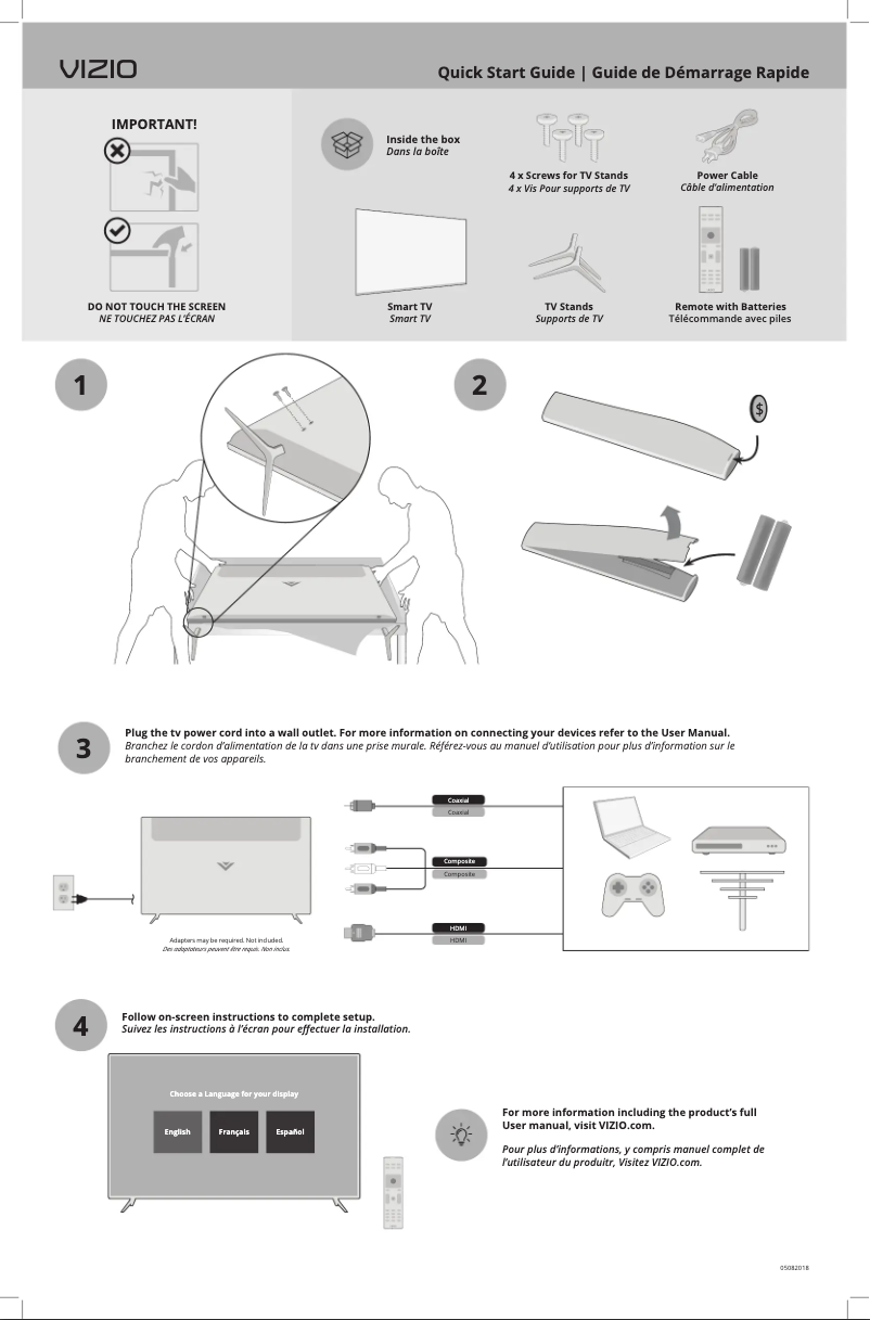 Página 1 del manual Guía de inicio rápido VIZIO D40F-G9