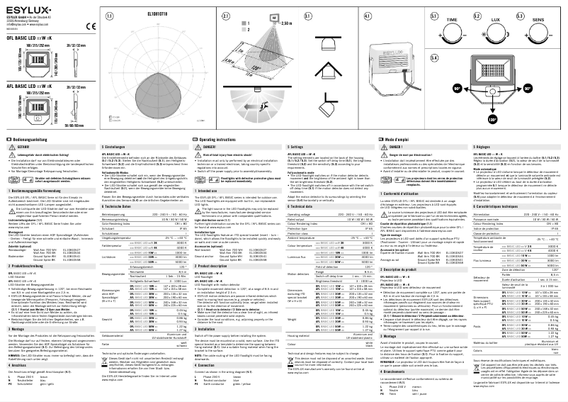 Página 1 del manual Manual de usuario Esylux Basic OFL TR 1000 830 WH