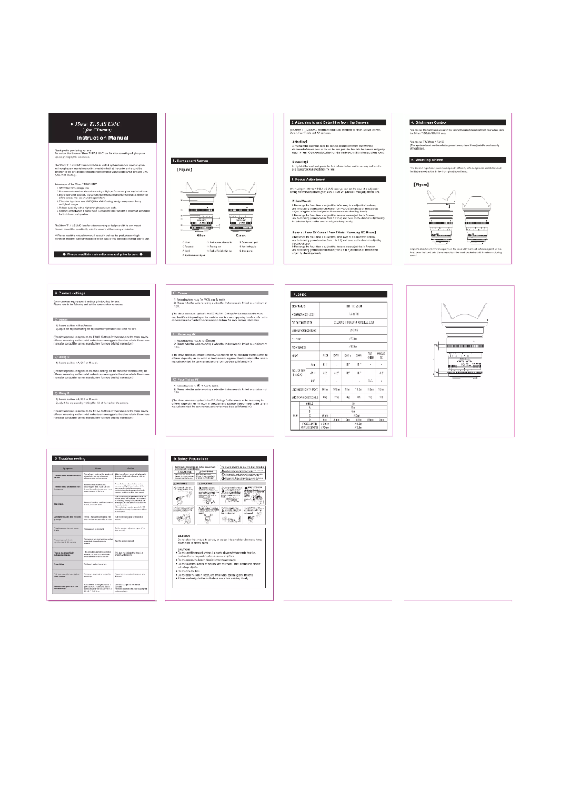 Page n°1 - Manuel utilisateur Rokinon Cine DS DS35M-MFT