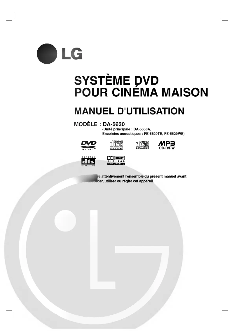 Page n°1 - Manuel utilisateur LG DA-5630A