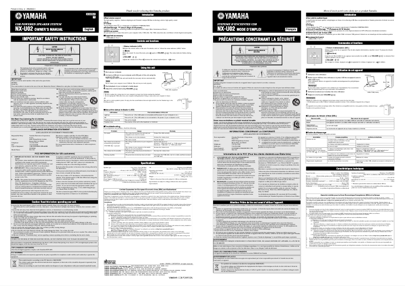 Page n°1 - Manuel utilisateur Yamaha NX-U02