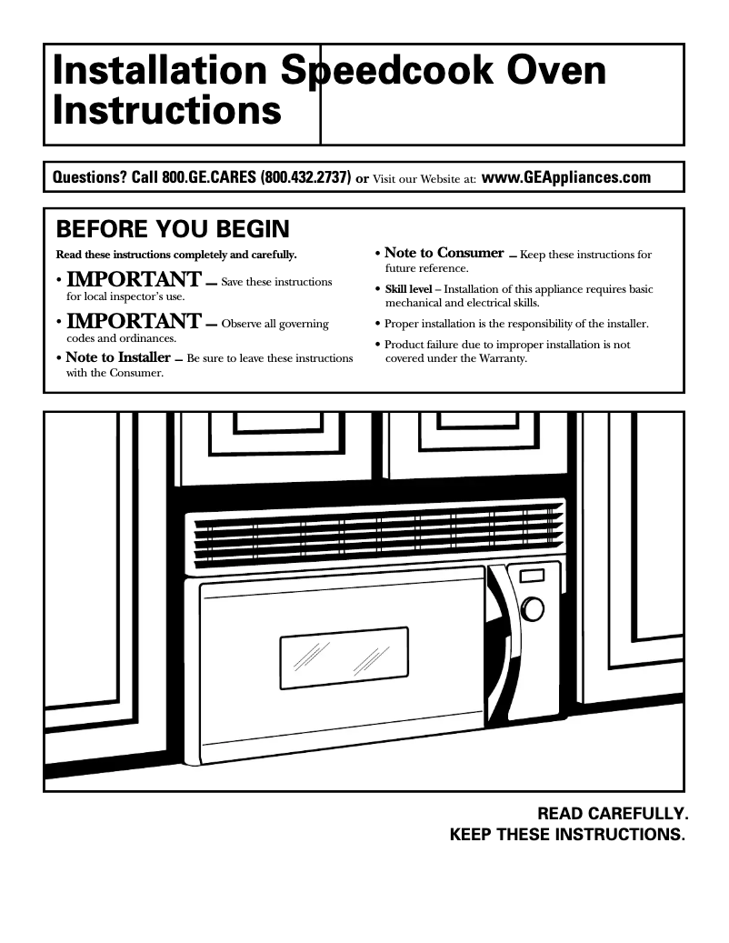 Page 1 de la notice Guide d'installation GE SCA2000FBB