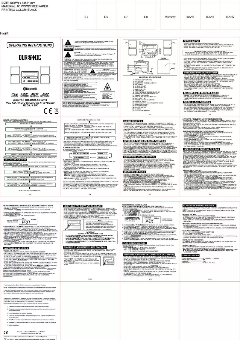 Image de la première page du manuel de l'appareil RCD111