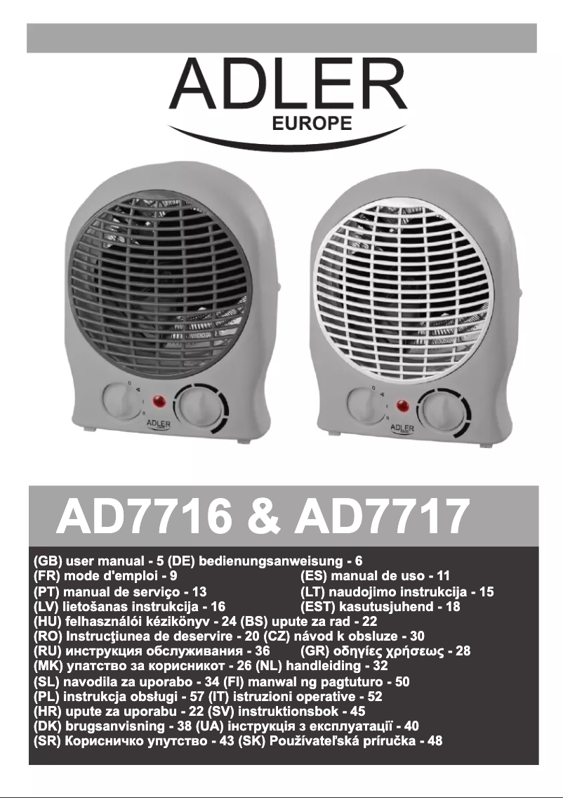 Image de la première page du manuel de l'appareil AD 7717