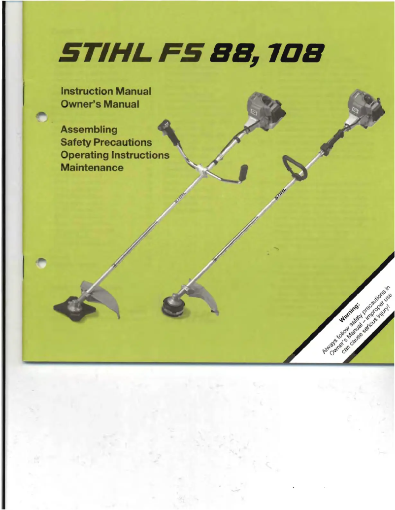 Page 1 de la notice Manuel utilisateur Stihl FS 108