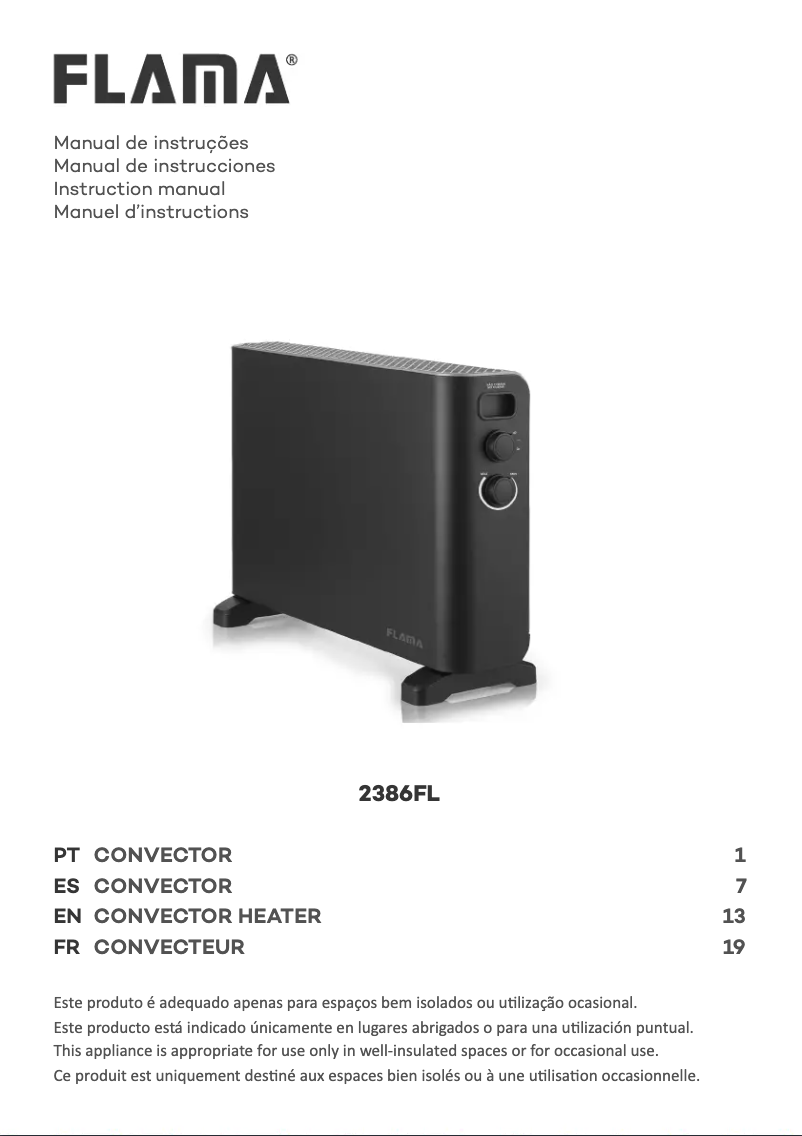 Page n°1 - Manuel utilisateur Flama 2386FL