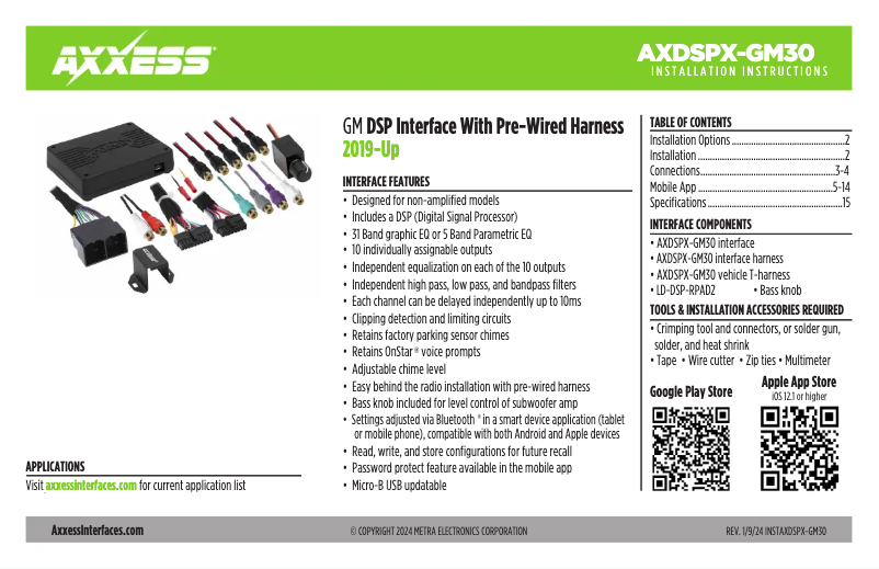 Page 1 de la notice Manuel utilisateur AXESS AXDSPX-GM30