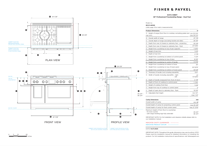 Page n°1 - Fiche technique Fisher & Paykel RDV3-485GD-N