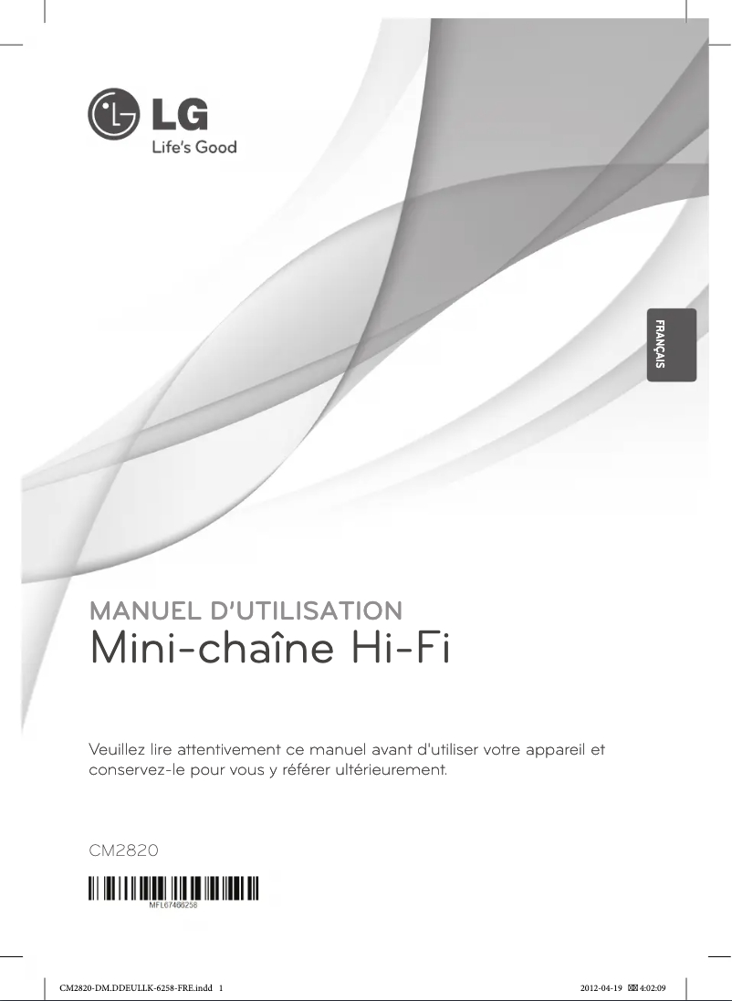 Page 1 de la notice Manuel utilisateur LG CM2820