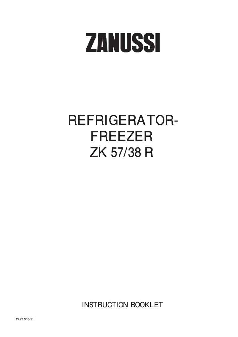 Image de la première page du manuel de l'appareil ZKS57/38R