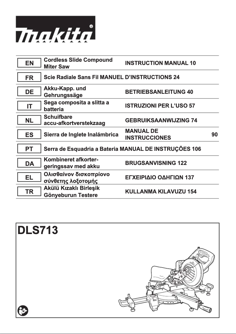 Page 1 de la notice Manuel utilisateur Makita DLS713RTE