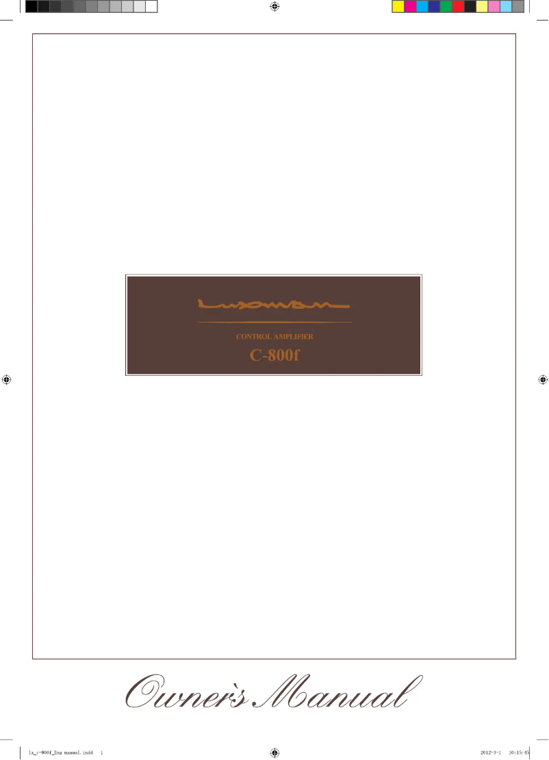 Page n°1 - Manuel utilisateur Luxman C-800f