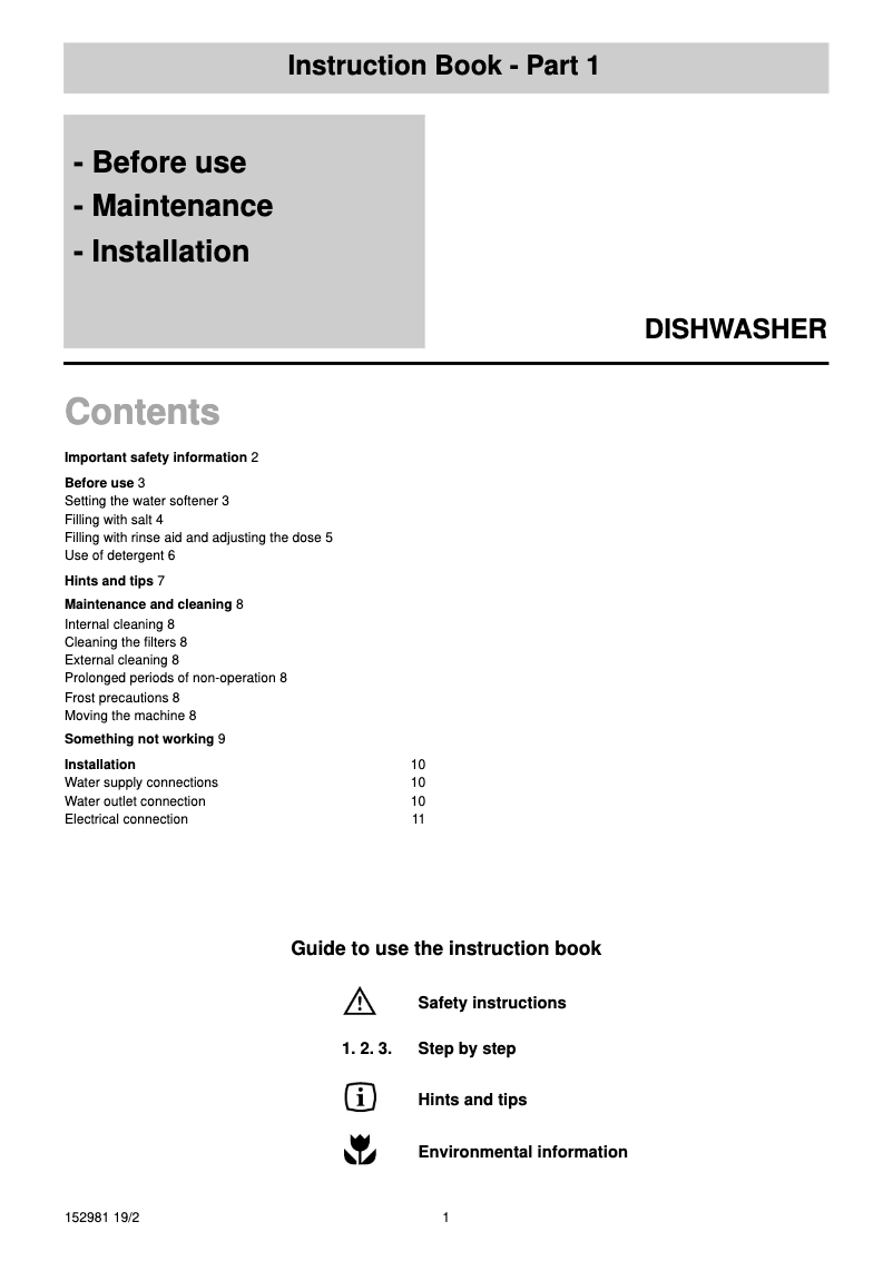 Page 1 de la notice Manuel utilisateur Zanussi DA 6141SIL