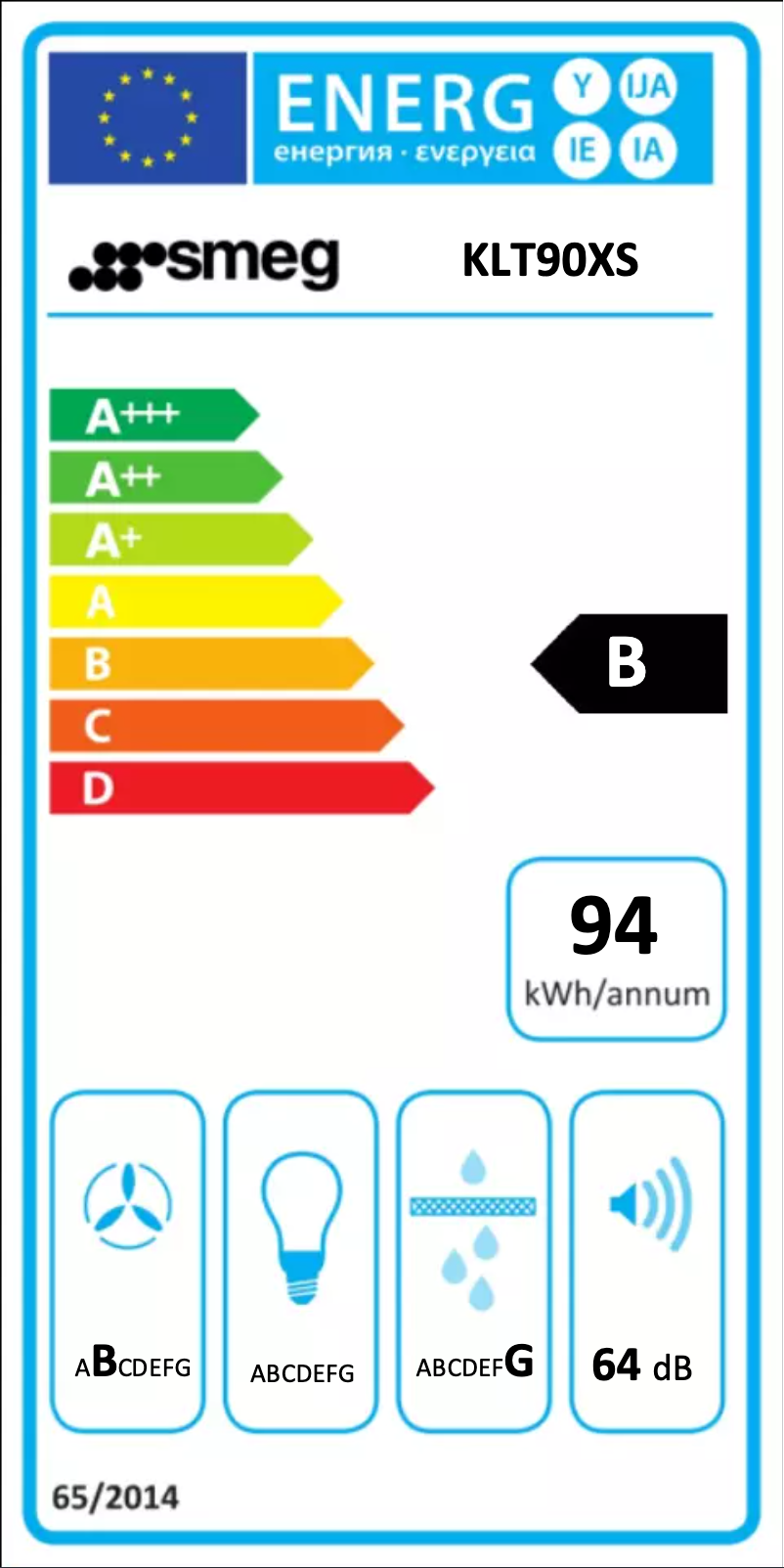 Page n°1 - Label énergétique Smeg KLT90XS