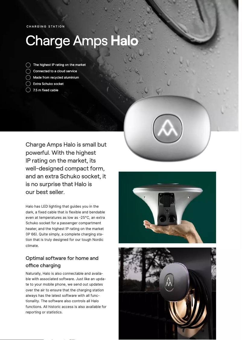 Page n°1 - Fiche technique Charge Amps Halo Wallbox