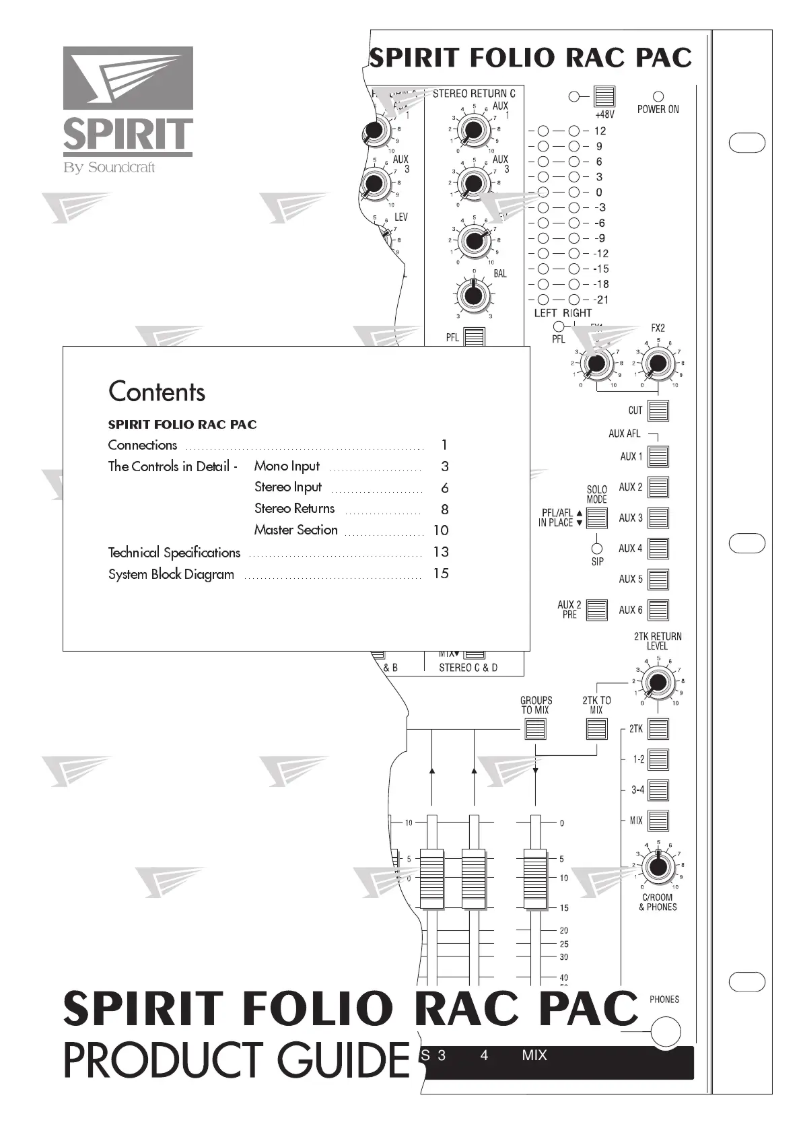 Page 1 de la notice Manuel utilisateur Soundcraft Spirit Racpac