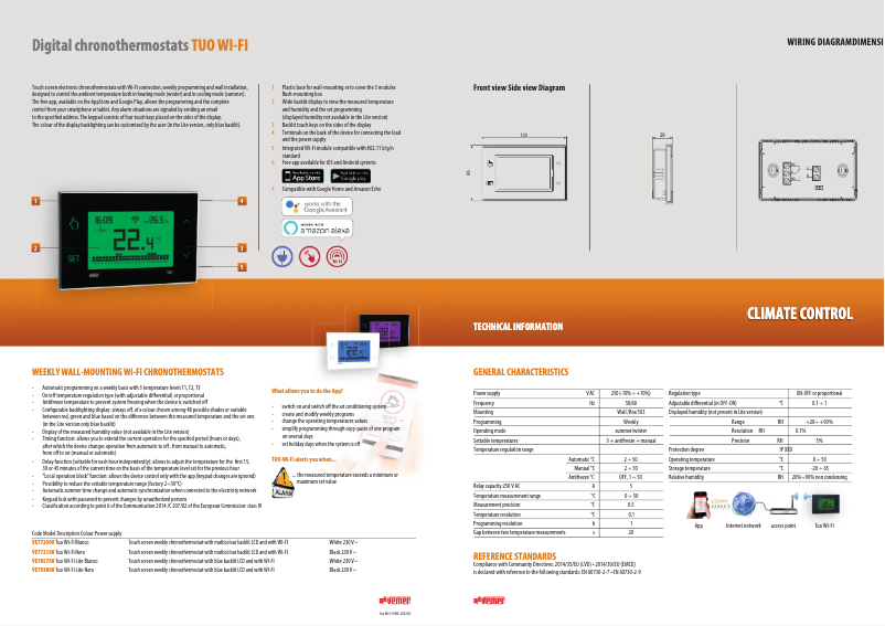 Page n°1 - Fiche technique Vemer Tuo Wi-Fi Lite