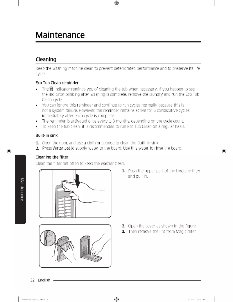 Page 1 de la notice Manuel utilisateur Samsung WA65M4000HP