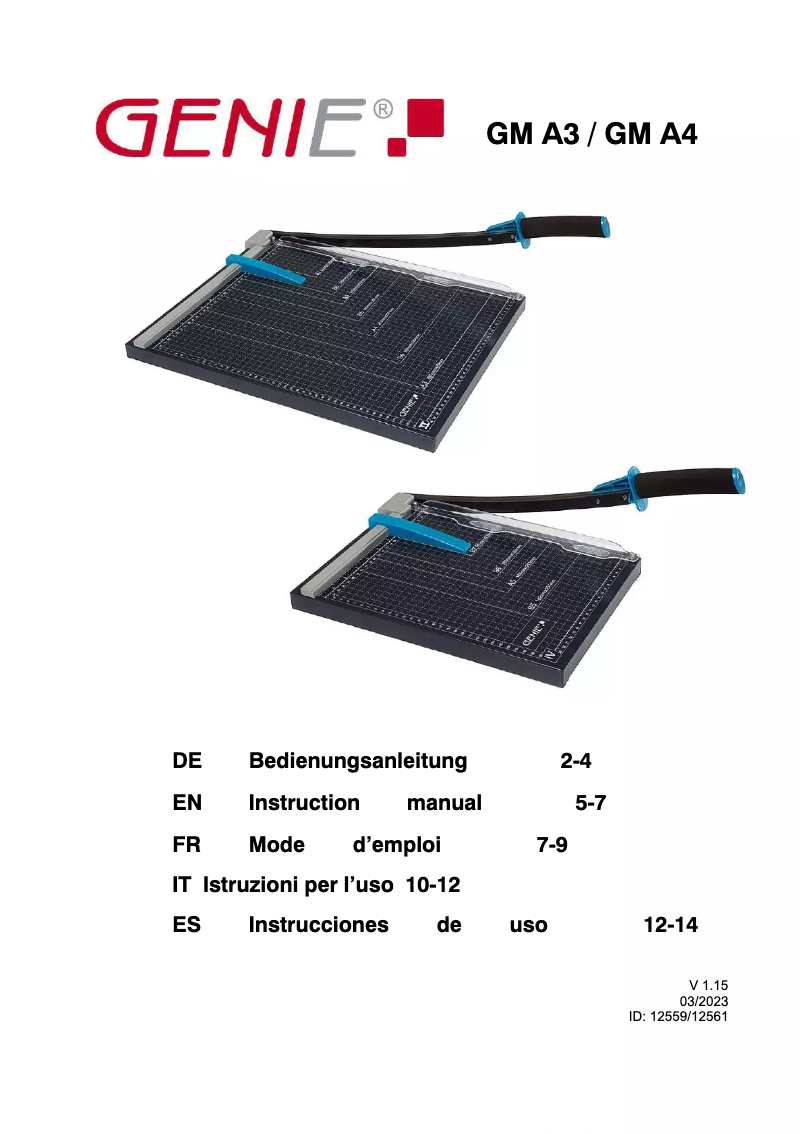 Page 1 de la notice Manuel utilisateur Genie GM A4