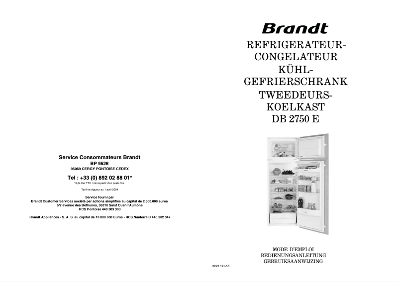 Image de la première page du manuel de l'appareil DB2750E