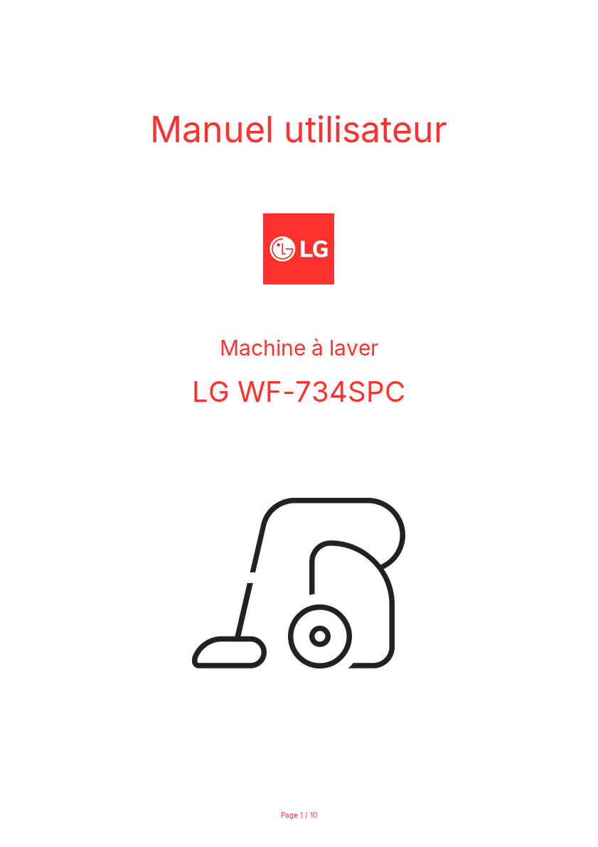 Page n°1 - Manuel utilisateur LG WF-734SPC