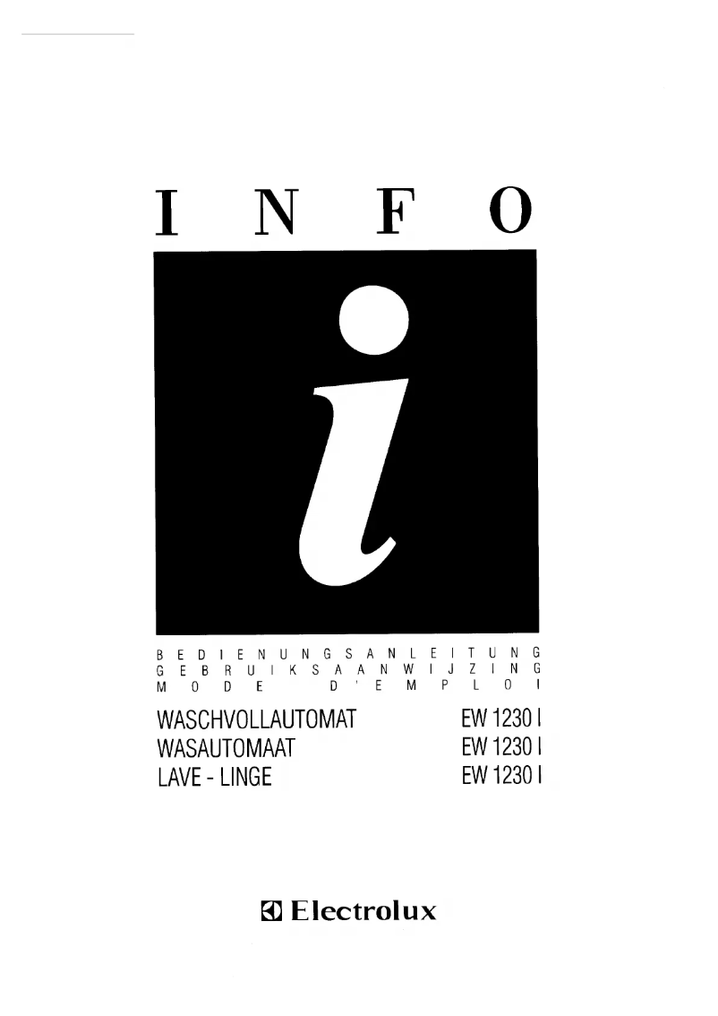 Page 1 de la notice Manuel utilisateur Electrolux EW 1230 I
