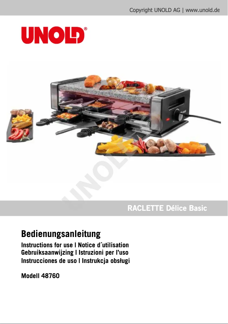 Page n°1 - Manuel utilisateur Unold Delice Basic 48760