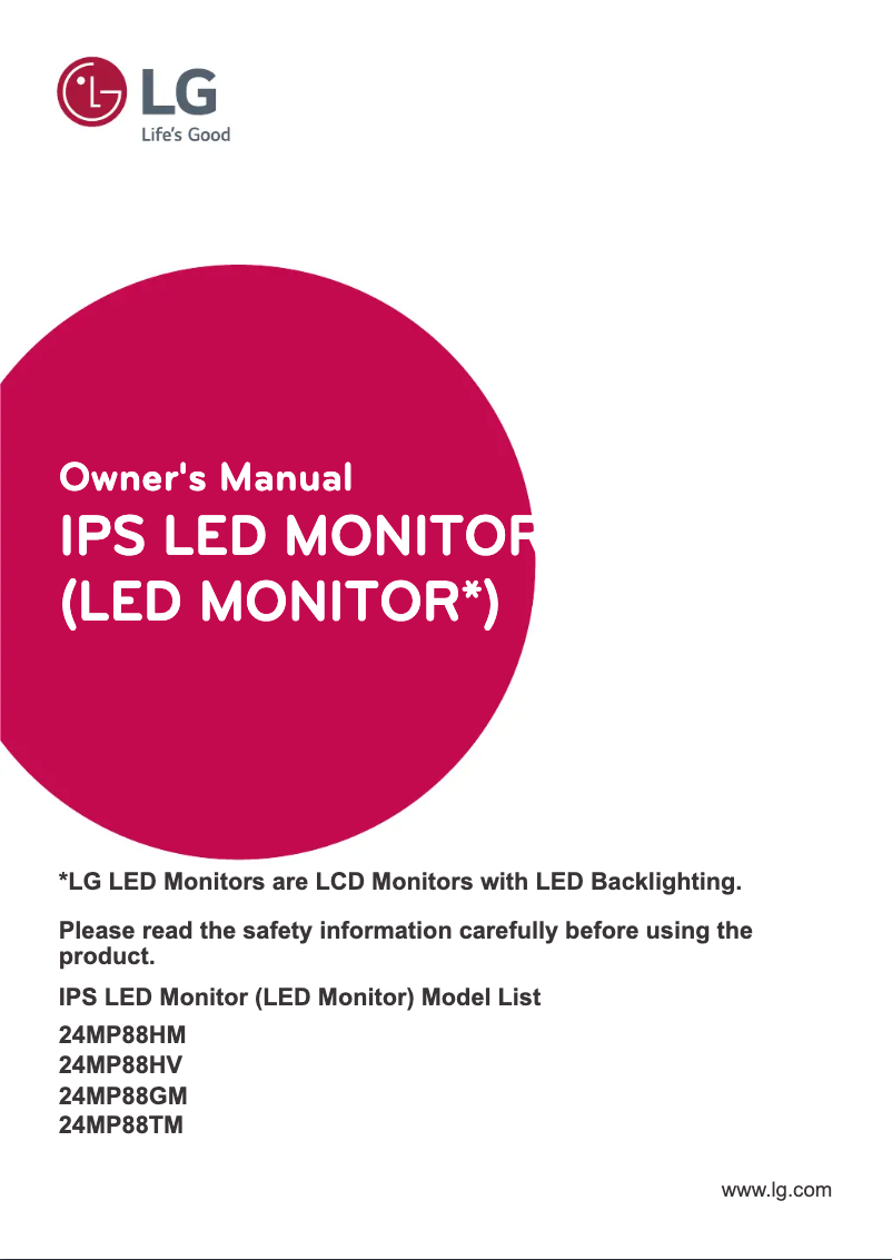 Page n°1 - Manuel utilisateur LG 24MP88HM