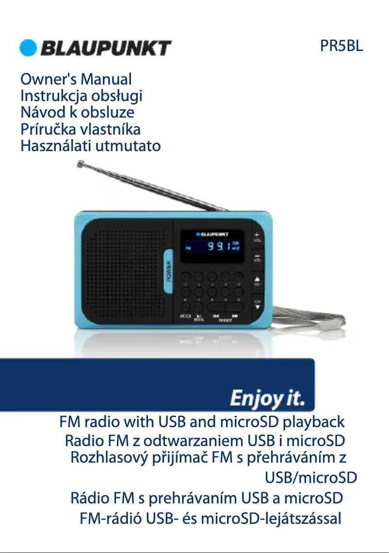 Page n°1 - Manuel utilisateur Blaupunkt PR5BL