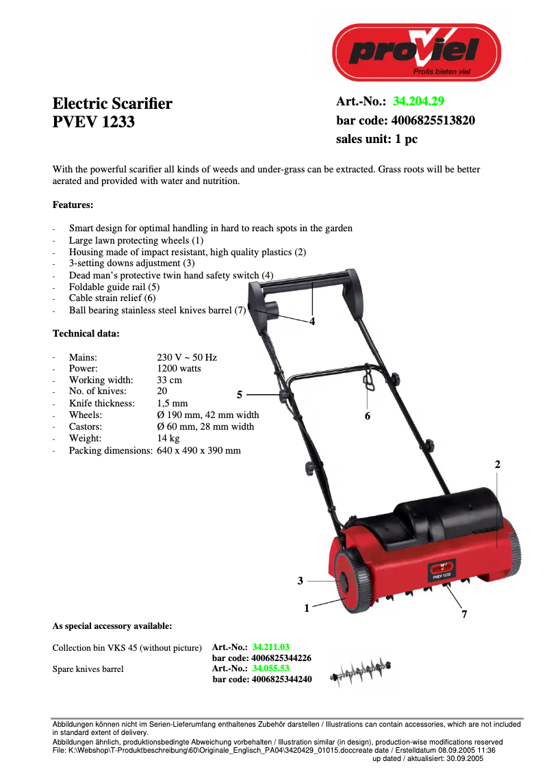 Page 1 de la notice Manuel utilisateur Proviel PVEV 1233