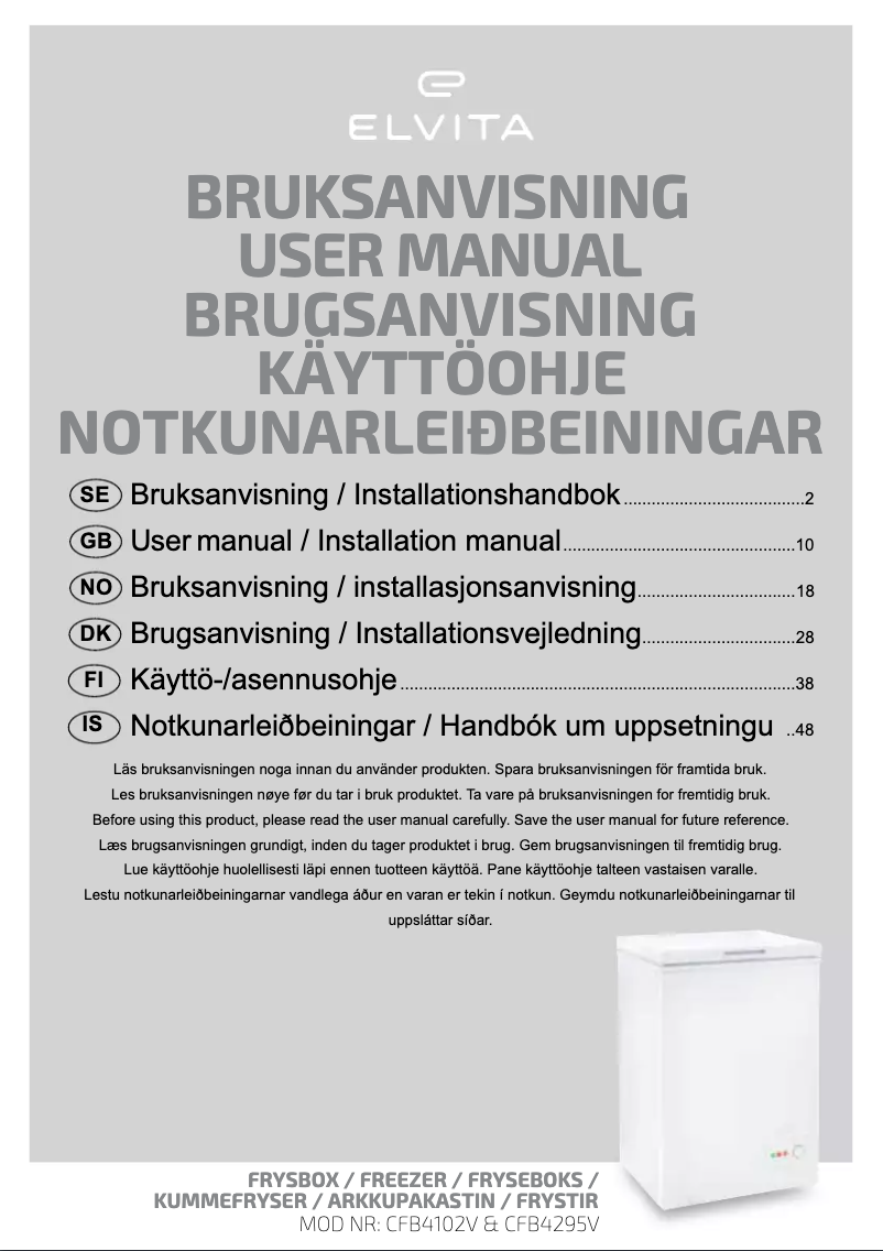Página 1 del manual Manual de usuario Elvita CFB4102V